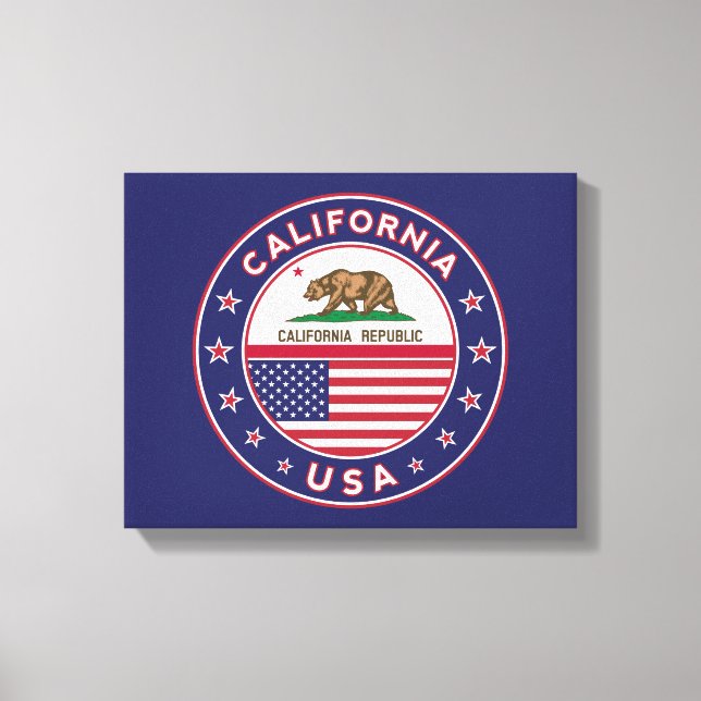 Toile USA_STATES - WITH_FLAG_California_circle_with_flag (Recto)