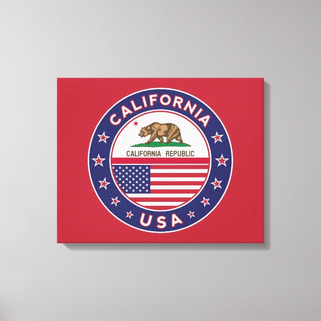 Toile USA_STATES - WITH_FLAG_California_circle_with_flag (Recto)