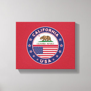 Toile USA_STATES - WITH_FLAG_California_circle_with_flag