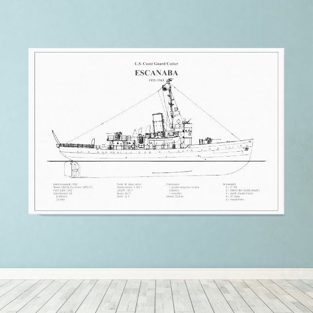 Toile USCGC Escanaba wpc-77 - BD (Insitu (Plancher de Bois))