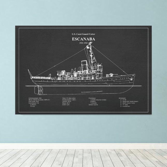 Toile USCGC Escanaba wpc-77 - PD (Insitu (Plancher de Bois))
