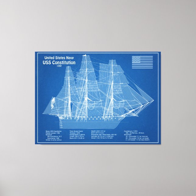 Toile USS Constitution - Plan directeur des navires ABD (Recto)