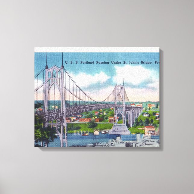 Toile USS Portland passe sous le pont St. John's (Recto)