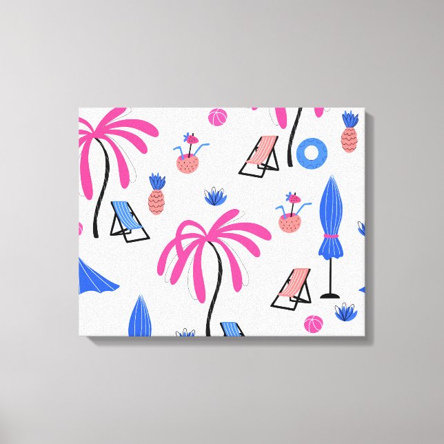 Toile Vacances d'été : Palm Trees Ananas Motif (Recto)