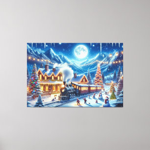 Toile Vacances d'hiver Express peinture de train