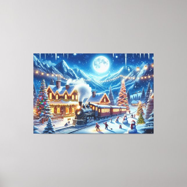 Toile Vacances d'hiver Express peinture de train (Recto)