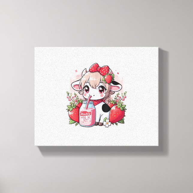 Toile Vache de fraise Kawaii Anime Lait de fraise _6 (Recto)