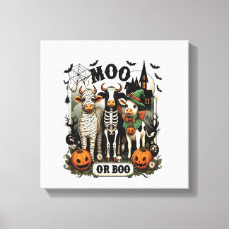 Toile Vache de Halloween Moo ou Boo