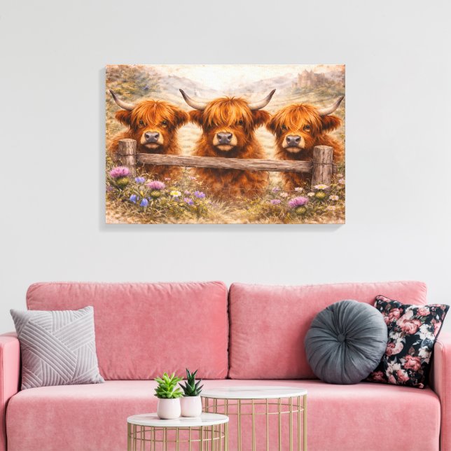 Toile Vache des Highlands - Animaux à l'aquarelle (Insitu(Salon))