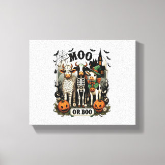 Toile Vache d'Halloween Moo ou Boo