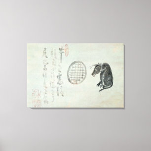 Toile Vache, fenêtre ovale et Haiku
