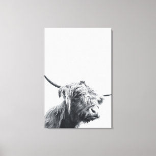 Toile Vache Majestic Highland noir et blanc
