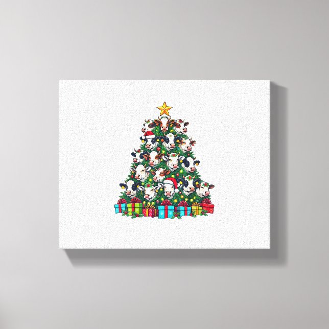 Toile Vache Noël Arbre drôle Vache Noël (Recto)