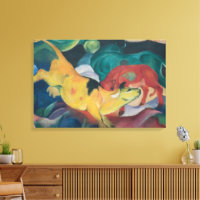 Vaches abstraites rouge vert jaune peinture de Fra