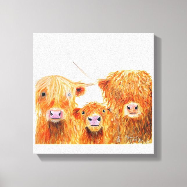 Toile Vaches Highland 'We 3 Coos' Boîte Canvas Imprimer (Recto)