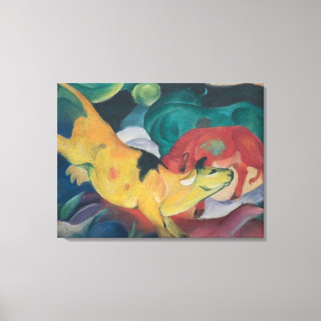 Toile Vaches, jaune-rouge-vert (1912) par Franz Marc (Recto)