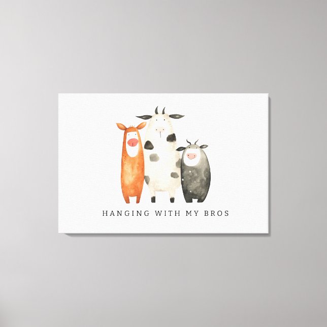 Toile Vaches mignonnes accrochant avec mes Bros (Recto)
