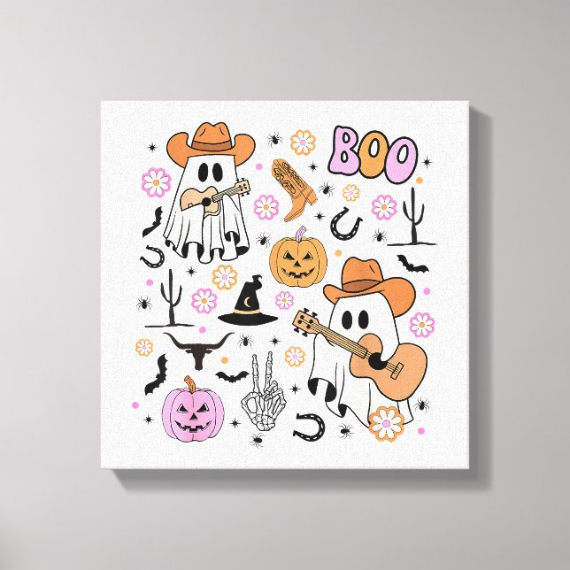 Toile Vachette fantôme effrayante cow-boy mignon Hallowe (Recto)