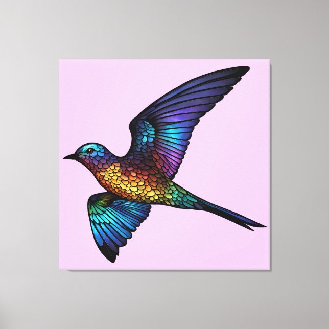 Toile Vagabond sans limites : Oiseau rapide multicolore (Recto)