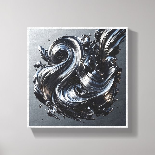Toile Vague de liquide argenté de luxe - Fluide métalliq (Recto)