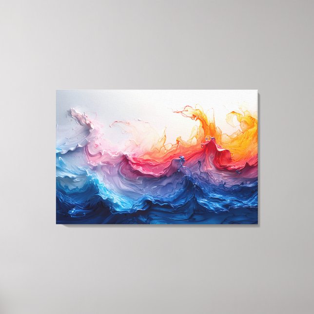 Toile Vague de l'océan Art fluide Lueur du coucher de so (Recto)