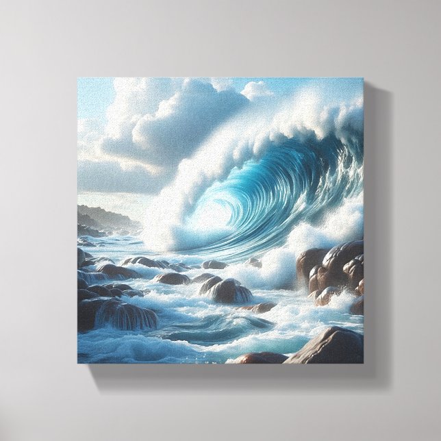 Toile Vague de l'océan turquoise majestueuse s'écrasant  (Recto)