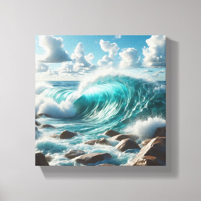 Toile Vague de l'océan turquoise majestueuse s'écrasant  (Recto)