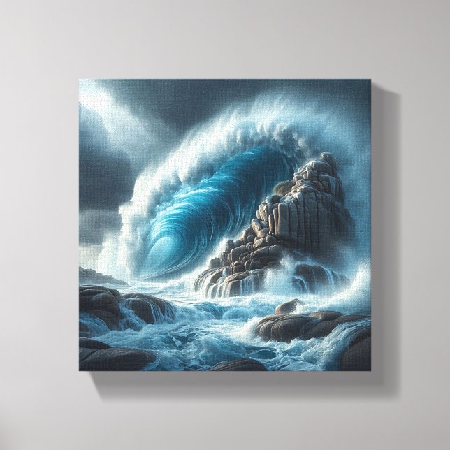 Toile Vague de l'océan turquoise majestueuse s'écrasant  (Recto)