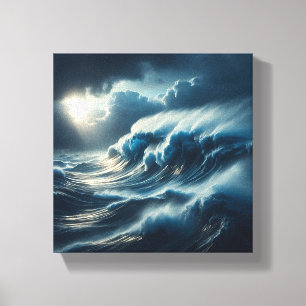 Toile Vague de turquoise géante majestueuse s'écrasant 