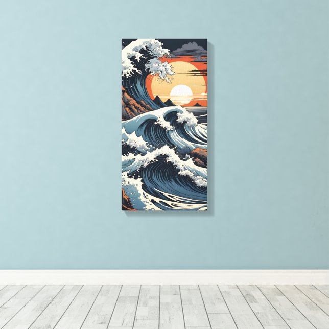 Toile Vague japonaise Hokusai (Insitu (Plancher de Bois))