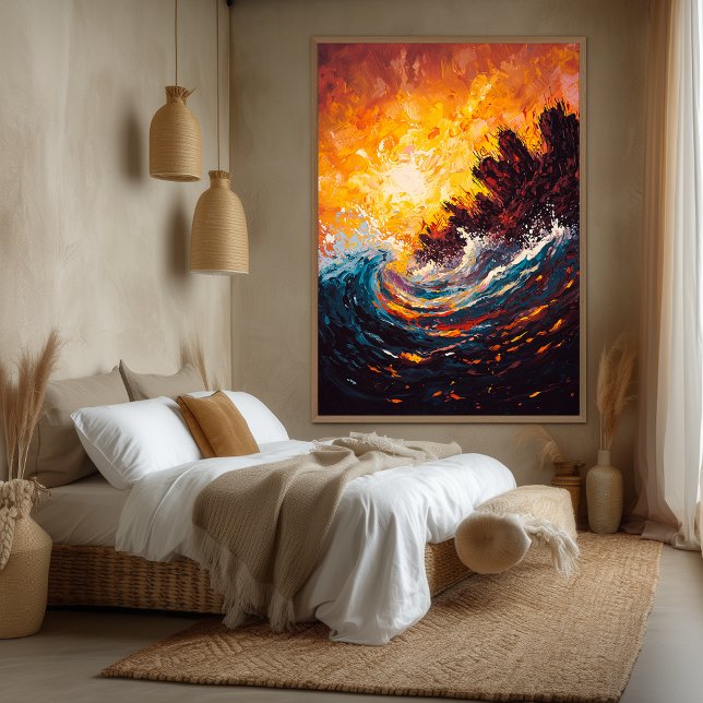Toile Vague océanique enflammée Art expressionniste cont (Créateur téléchargé)