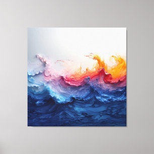 Toile Vague océanique vibrante Résine Surge Glow