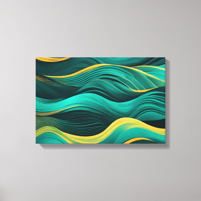 Toile Vagues Abstraites Dans Une Courbe De Bleu-vert Et  (Recto)