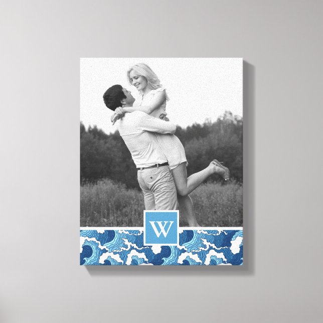 Toile Vagues Abstraites | Photo avec Monogram| Monogram (Recto)