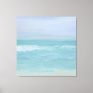 Toile Vagues agitées du rivage bleu abstrait en aquarell