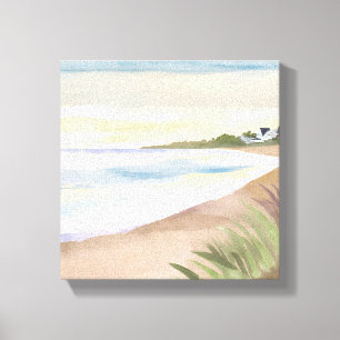 Toile Vagues de plage   Aquarelle de l'océan côtier