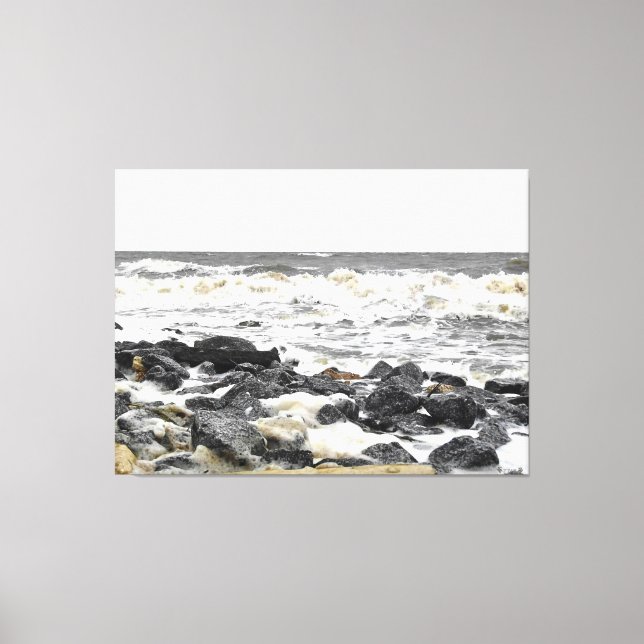 Toile Vagues déchaînées de l'océan rocheux (Recto)