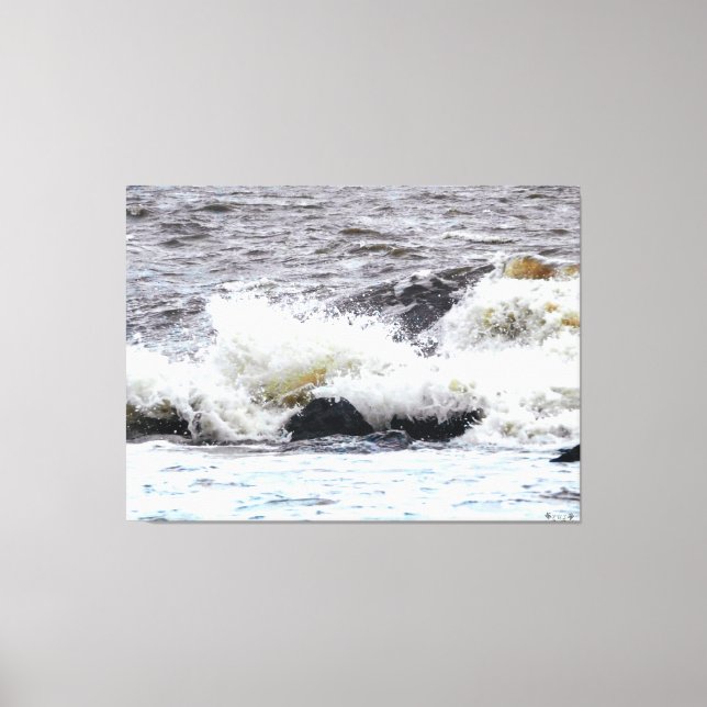 Toile Vagues déferlantes sur une côte rocheuse (Recto)