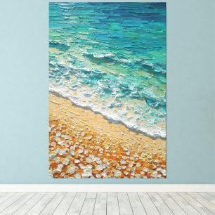 Toile Vagues d'Océan Turquoise avec Texture de Rivage Sa