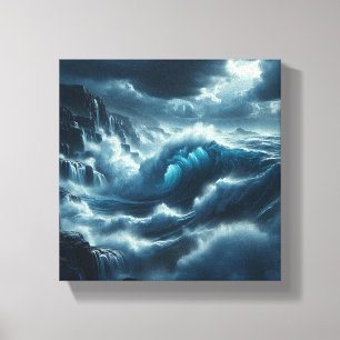 Toile Vagues majestueuses de l'océan tempétueux Rivage s