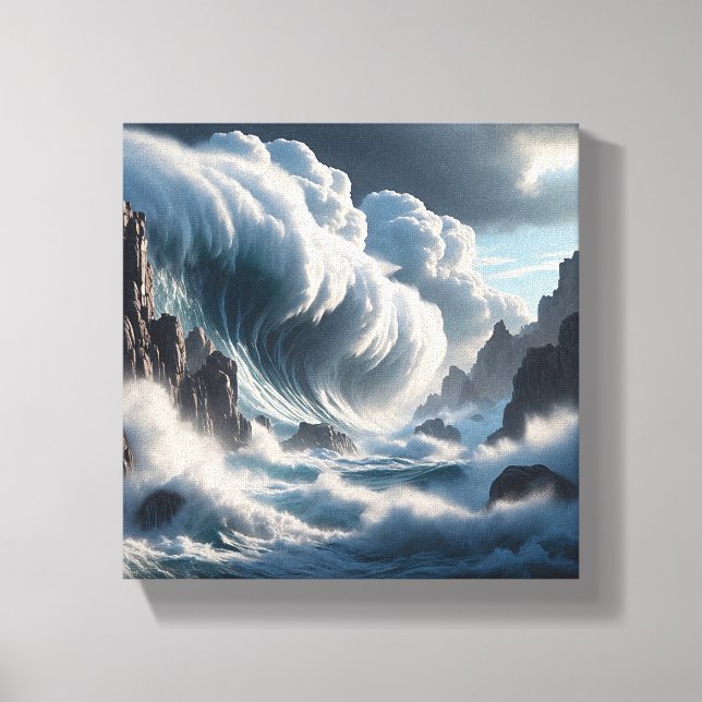 Toile Vagues massives s'écrasant contre une verticale im (Recto)