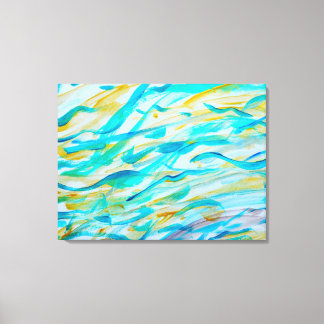Toile Vagues océaniques abstraites turquoise et ocre
