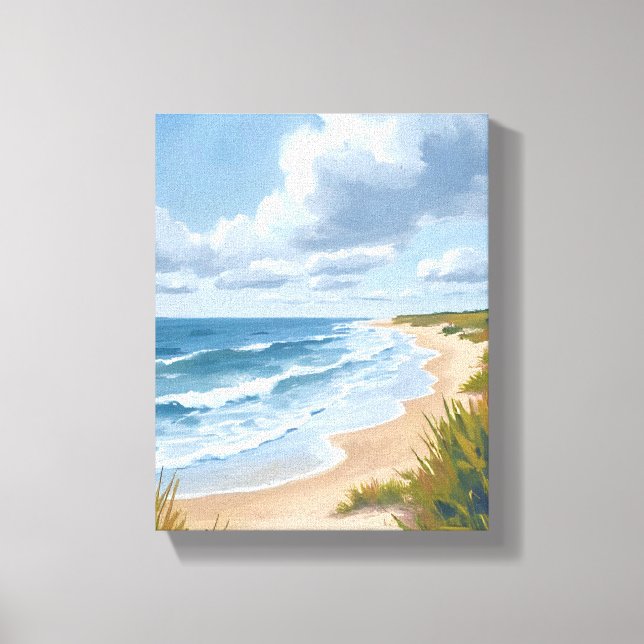 Toile Vagues océaniques | Peinture côtière de plage (Recto)