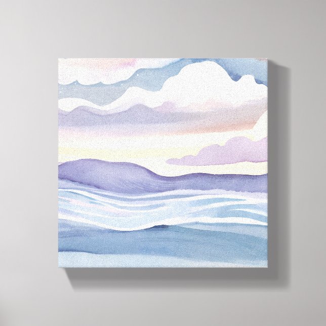 Toile Vagues océaniques rêveuses | Aquarelle (Recto)