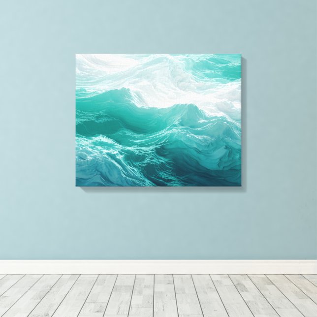 Toile Vagues océaniques turquoise abstraites de rêve  (Insitu (Plancher de Bois))