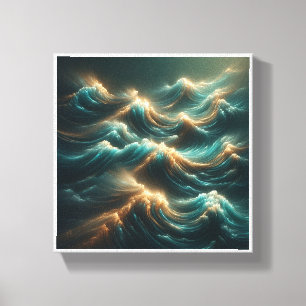 Toile Vagues radieuses et lumineuses - Océan moderne sar
