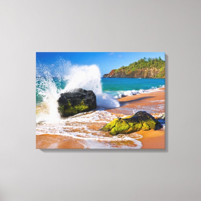 Toile Vagues se brisant sur la plage, Hawaï (Recto)