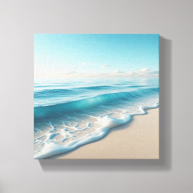 Toile Vagues sereines de l'océan turquoise avec une douc (Recto)