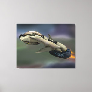 Toile Vaisseau spatial volant à travers une planète