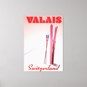Toile valais Suisse affiche de ski vintage